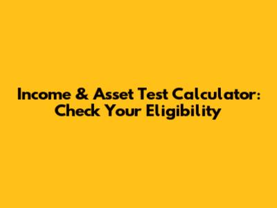 Income & Asset Test Calculator: Check Your Eligibility