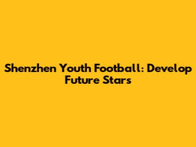 Shenzhen Youth Football: Develop Future Stars